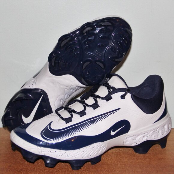 Nike Alpha Huarache Elite 4 Low MCS Baseball Cleats Mens 11 White Navy